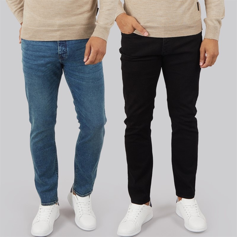 French Connection Herren FCUK Zwei Pack Slim Fit Jeans Blko1/Ind23