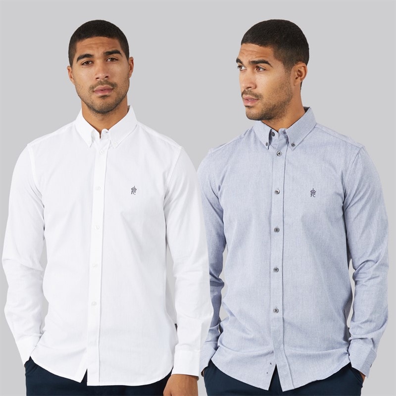 French Connection Pack de deux chemises Oxford Homme Blanc/Marine