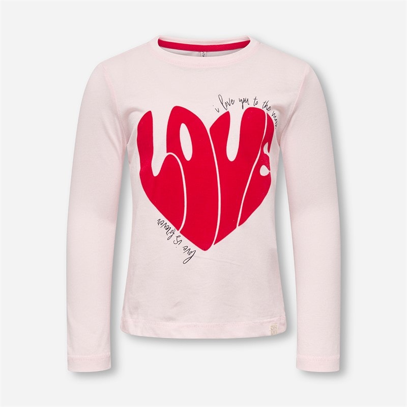 Only T-shirt Mini Lova Life Fille Barely Pink