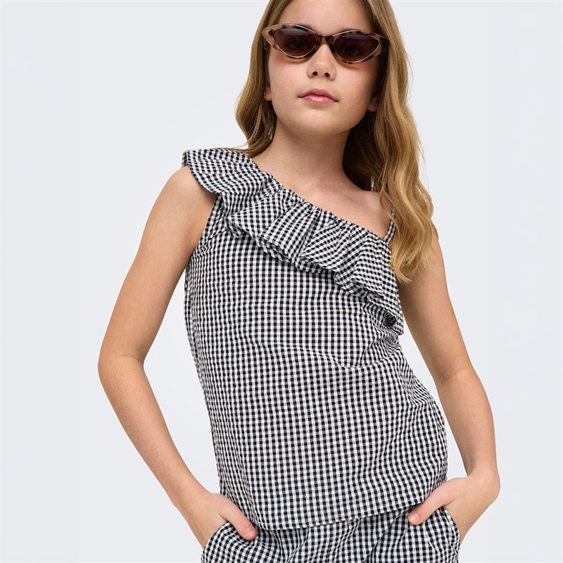 Only Mädchen Smilla One Shoulder Top Schwarz