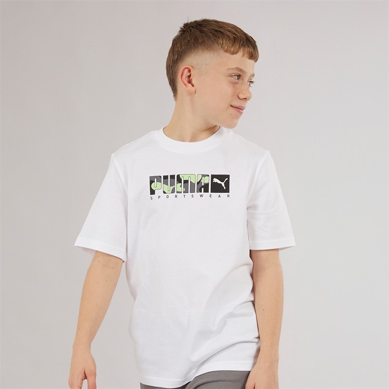 Puma Jongens Grafisch Camo T-shirt Puma White