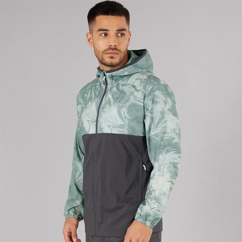 Puma Veste de course légère homme, motif marbre Gris/Bleu
