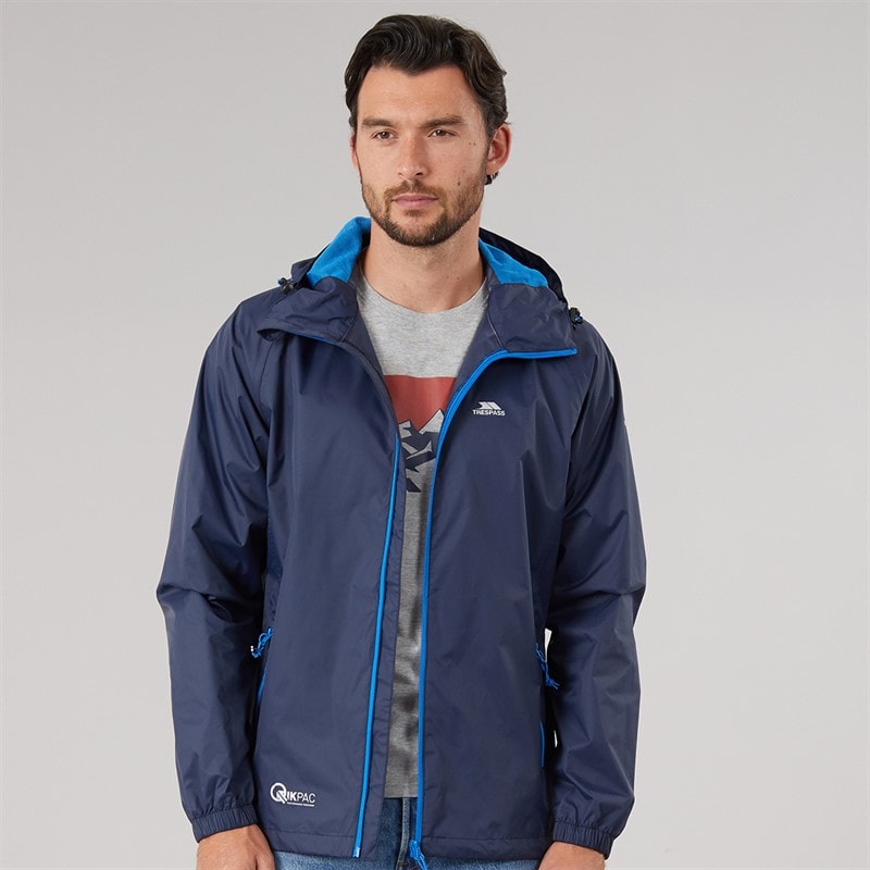 Trespass Herren Qikpac wasserdichte packbare Jacke Navy