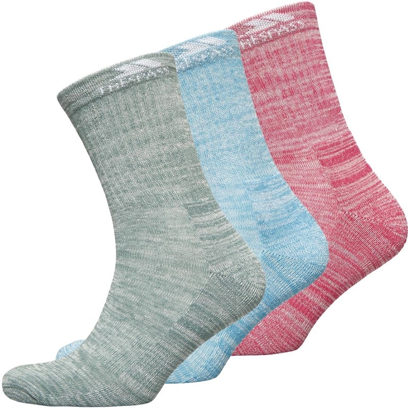 Trespass Dames Helvellyn Drie Paar Sokken Blauw / Roos / Salie