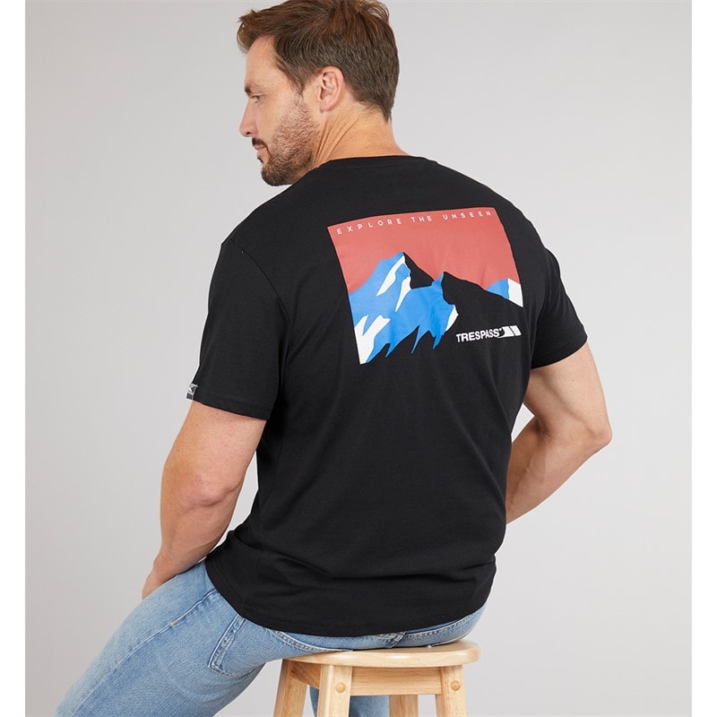 Trespass Herren Svensson Rücken Logo T Shirt Schwarz