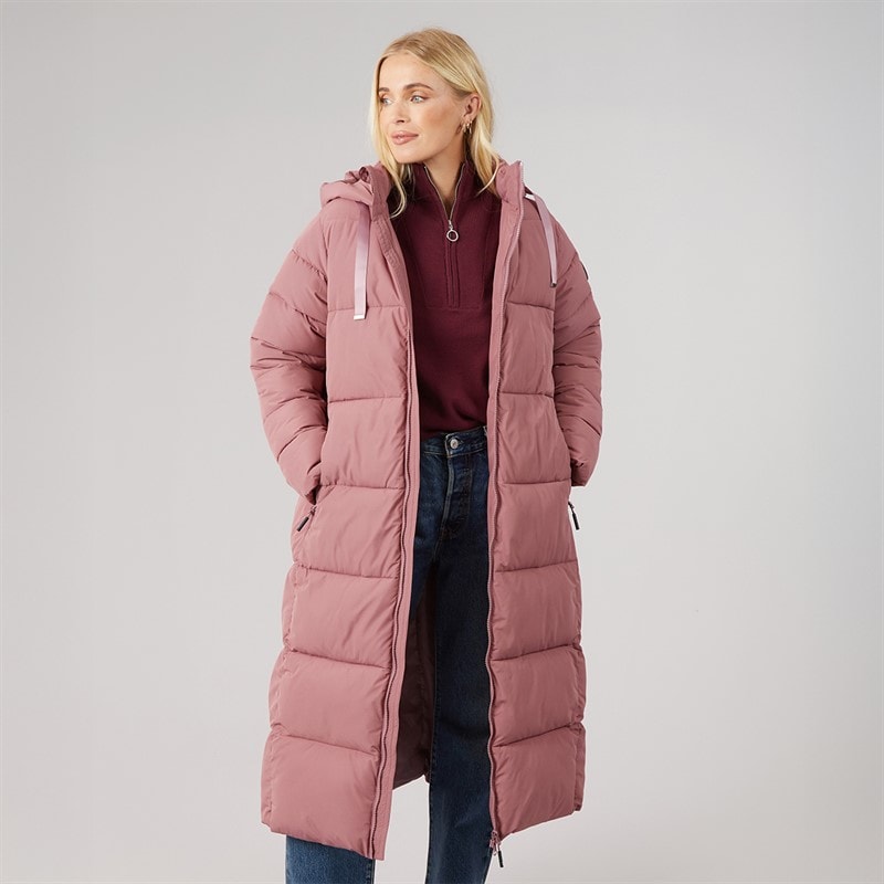 Trespass Veste Longue Matelassée Imperméable Therese Femme Rose fané