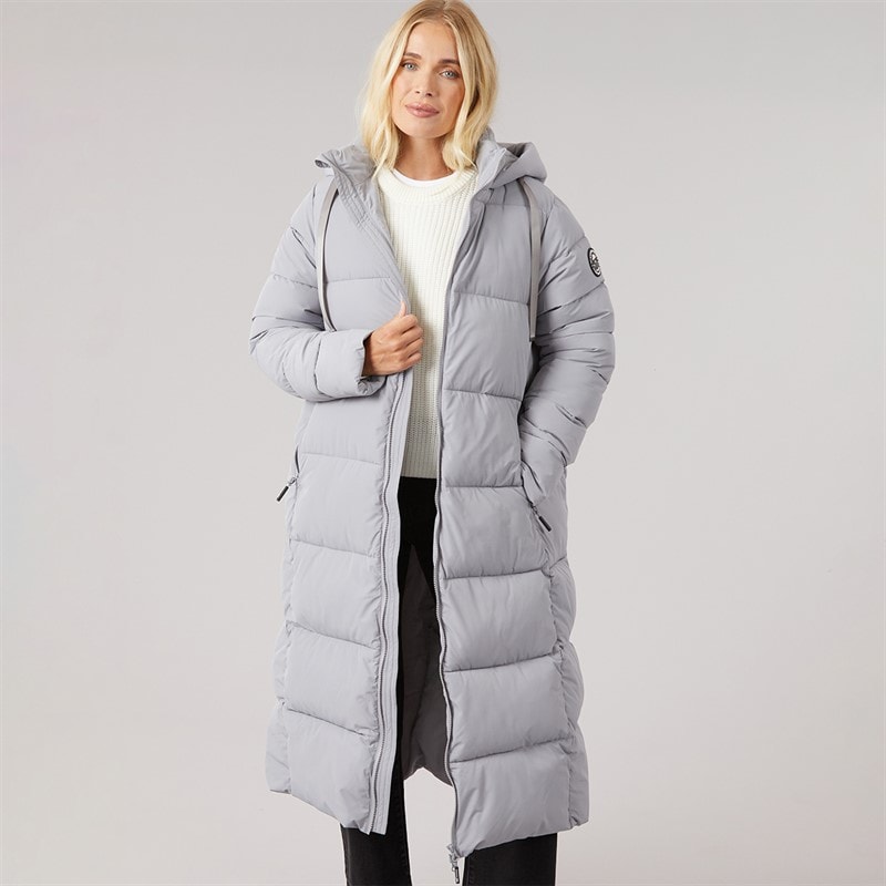 Trespass Veste Longue Matelassée Imperméable Therese Femme Platine