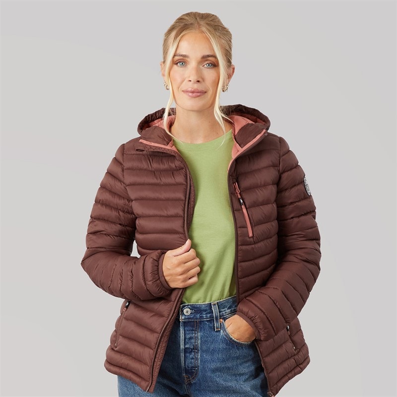 Trespass Dames Lenka 2 Gewatteerde Capuchon Jas Moccha/Kleigrond
