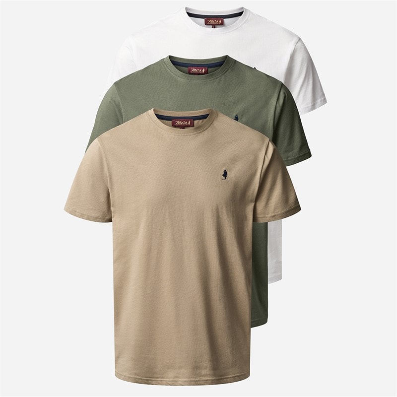 MCS Heren Ohio Drie Pack T-shirts Kever/Zilver Mink/Wit Beetle/Silvermink/Wit