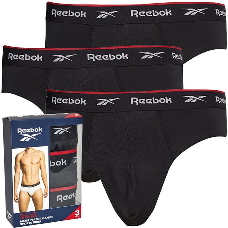 Reebok Heren Wiggins Performance Drei-Pack Slips Schwarz