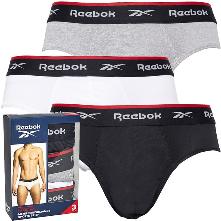 Reebok Heren Wiggins Performance Dreierpack Slips Schwarz/Grau Melange/wit