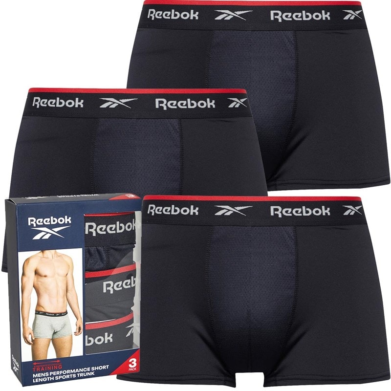 Reebok Heren Redgrave Performance Drie-pack Shorts Trunks Zwart
