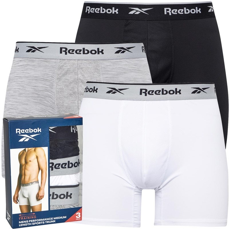 Reebok Heren Ainslie Performance Drie Pack Medium Zwembroek Zwart/Grijs Melange/Wit