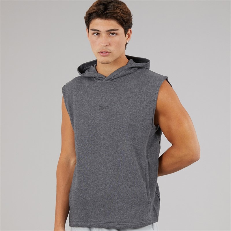 Reebok Heren basketbal mouwloze hoodie Dark Heather Grey