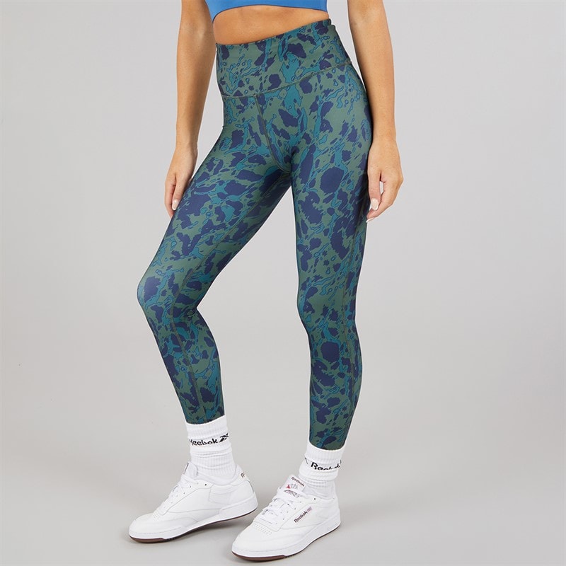 Reebok Legging Femme ID Train AOP Taille Haute Jambe Serrée Escape Green