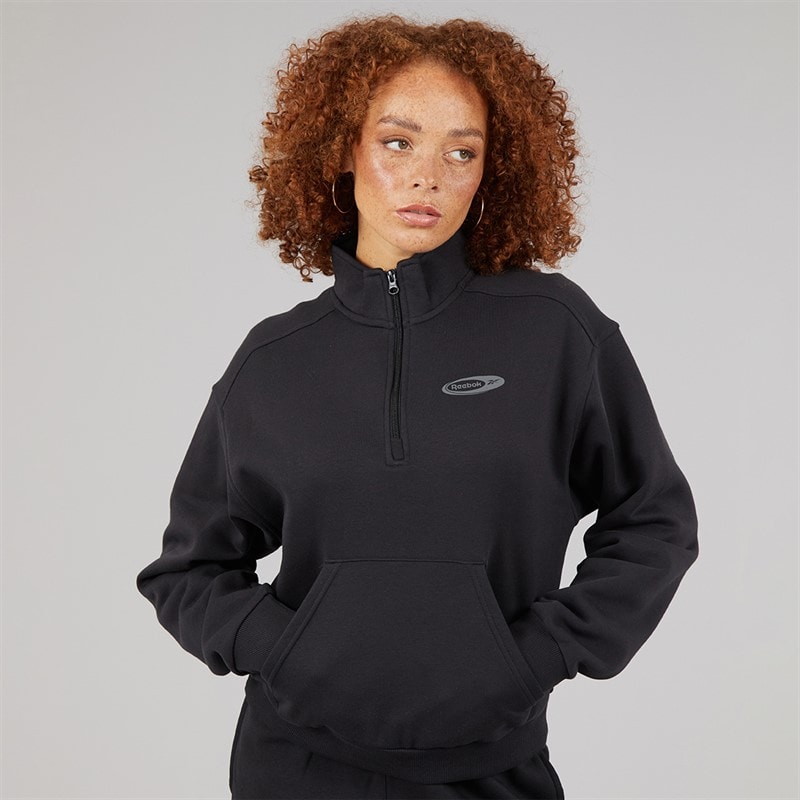 Reebok Femme Identité Énergie Marque Fière Identité Demi-Zip Noir