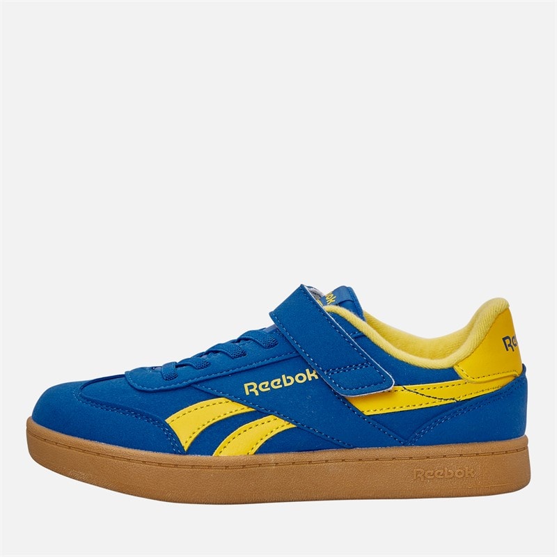 Reebok Baskets Enfant Smash Edge à Lacets élastiques et bride supérieure Bleu Optimum/Brume dorée/Chewing-gum