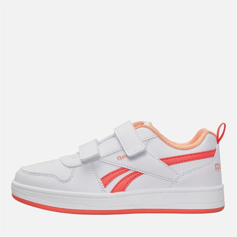 Reebok Trenerki na rzepy z dwoma paskami Royal Prime 2.0 dla dziewcząt kolor Biały/Koralowy zachód słońca/Pomarańczowy muśnięty słońcem