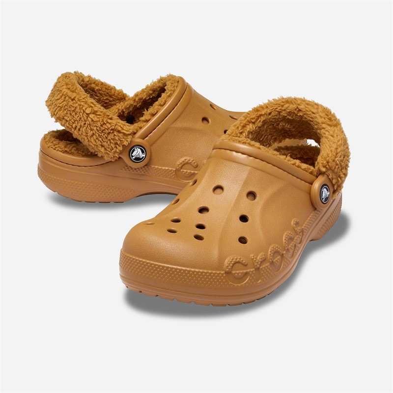 Crocs Sabots Baya doublés à bride en peluche Sable