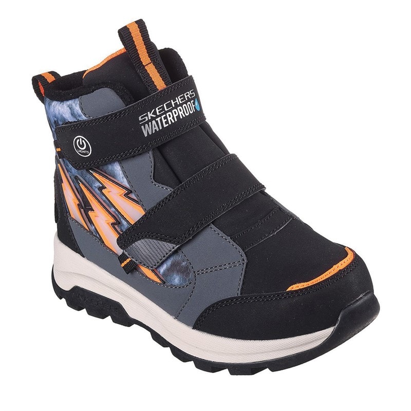 SKECHERS Junge Storm Blazer Wasserdicht Doppel Riemen Leucht Sneaker Anthrazit Schwarz