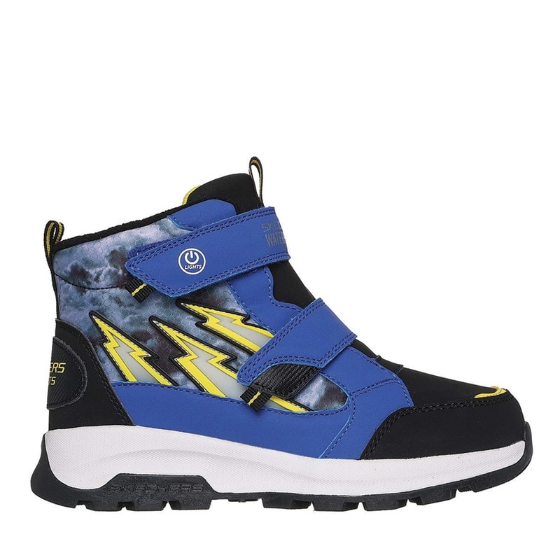 SKECHERS Junior Junge Storm Blazer Wasserdicht Doppelter Riemen Beleuchtete Turnschuhe Blau Schwarz