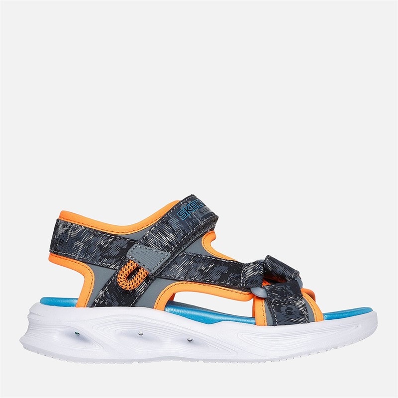SKECHERS Jongens Sola Glow Sandalen Charcoal Orange