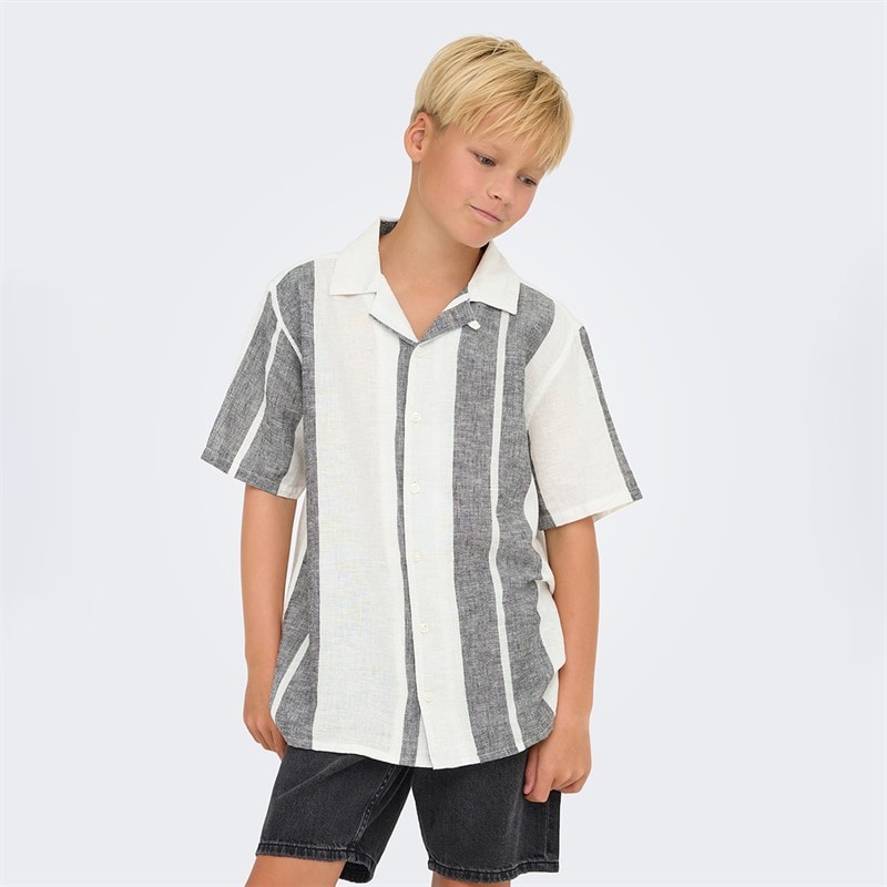 ONLY & SONS Chemise en lin à manches courtes Caiden Garçon Cloud Dancer