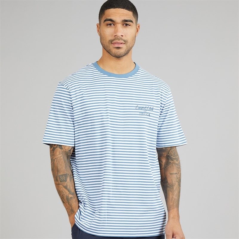 THREADBARE Coast T-shirt dla niego kolor Denim Blue/Biały