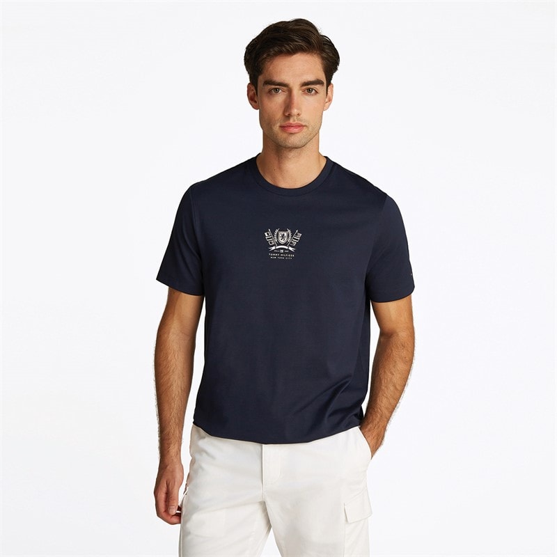 Tommy Hilfiger T-Shirt z haftowanym herbem dla niego kolor pustynne niebo