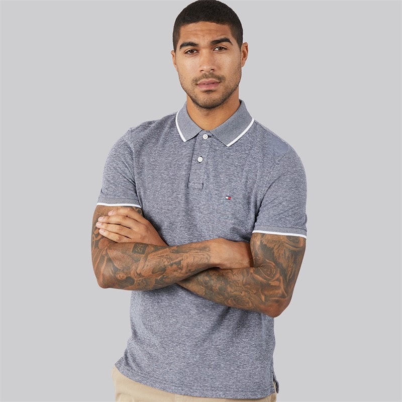 Tommy Hilfiger Heren katoen linnen pique poloshirt Desert Sky