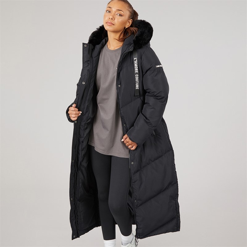 L'amore Couture Manteau matelassé long Madison Femme Noir