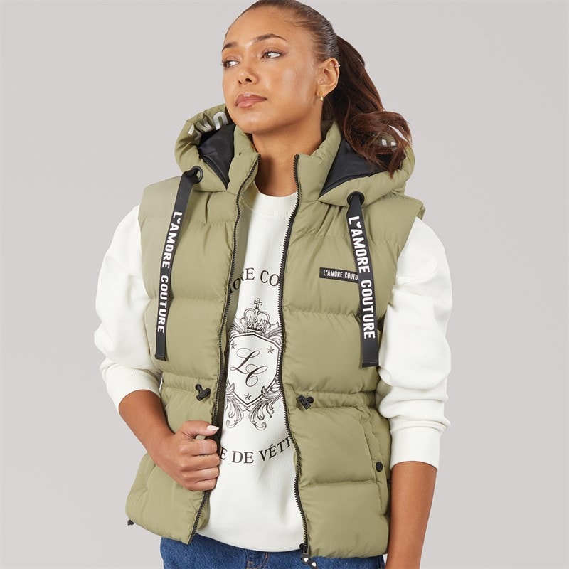 L'amore Couture Dames Starling Korte Gilet Khaki