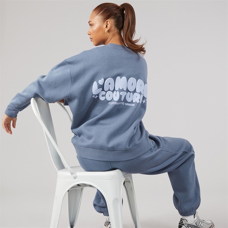 L'amore Couture Ensemble de Survêtement Femme Breia pull et jogging Stone Blue