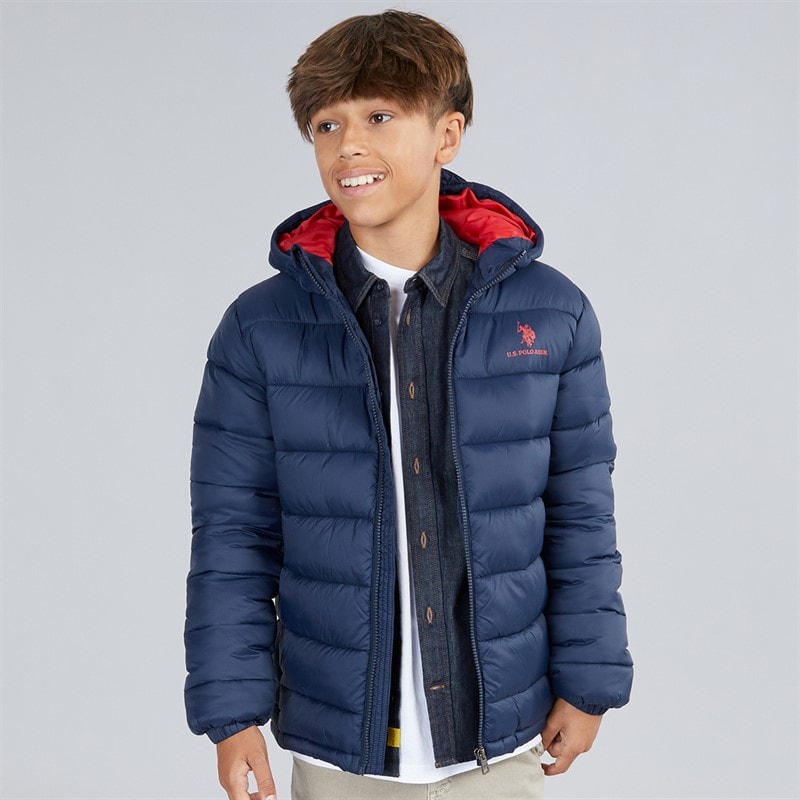 U.S. POLO ASSN. Veste Matelassée à Capuche Garçon Bleu saphir Foncé
