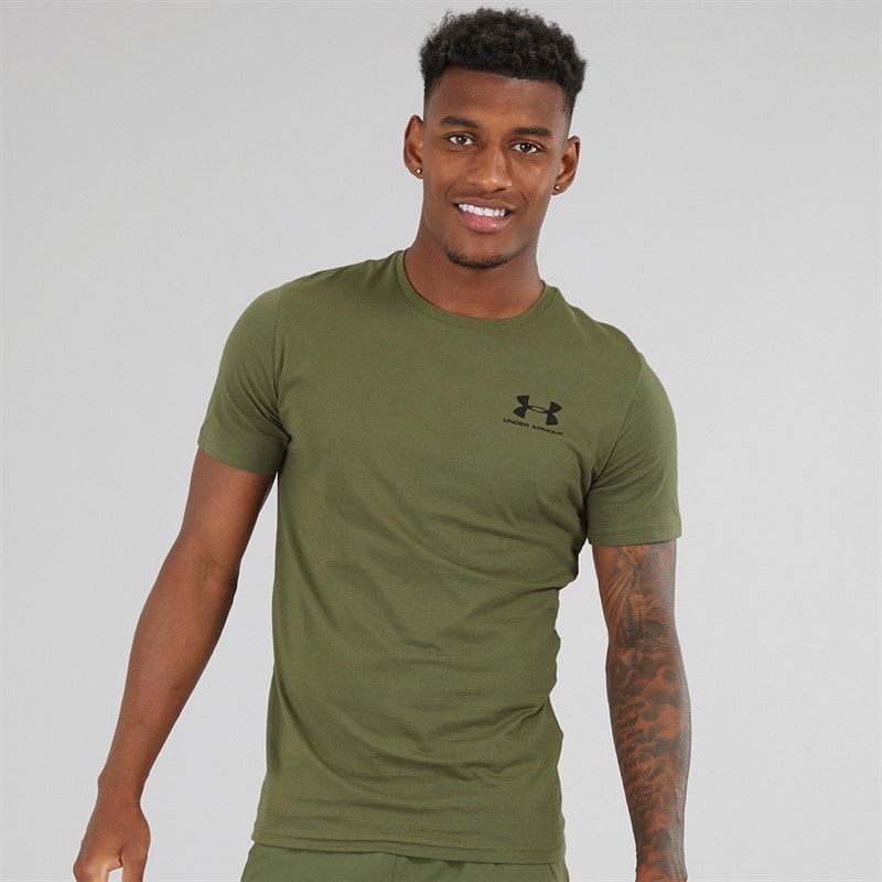 Under Armour Heren UA Sportstyle Left Chest Sports Performance Tops Kaki