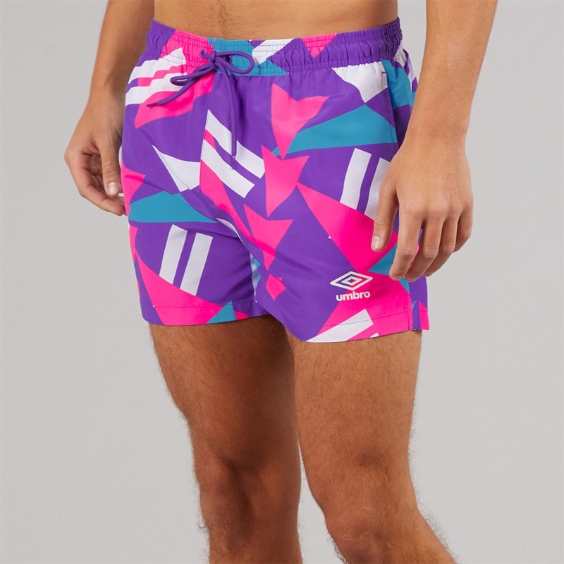 Umbro Heren Loco Zwem Shorts Prism Violet/Knockout Pink/Hawiian Blue