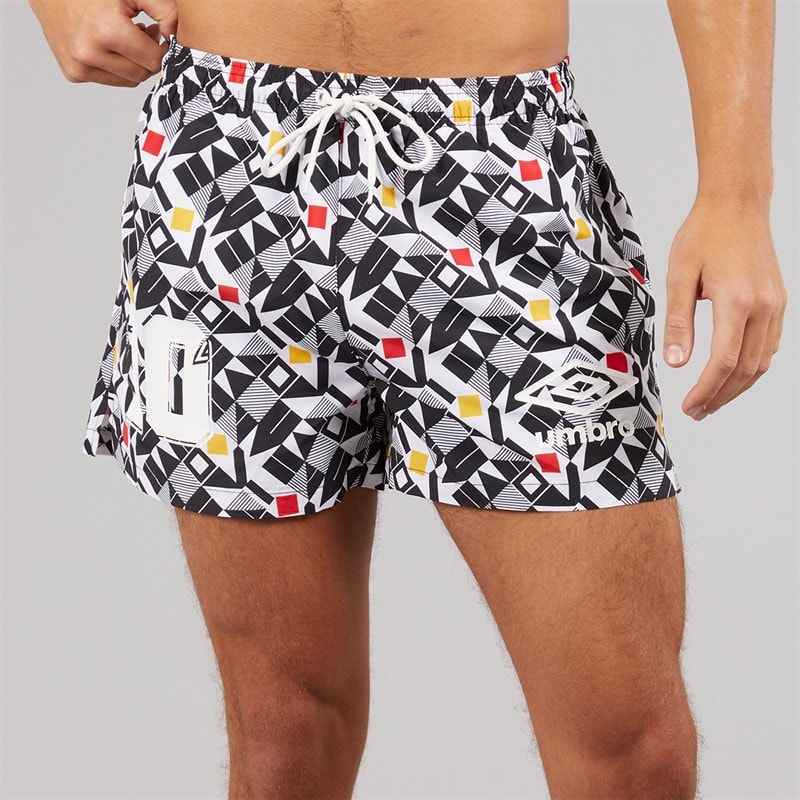 Umbro Heren Racer Zwemshort Wit/Zwart/Gold/Rood