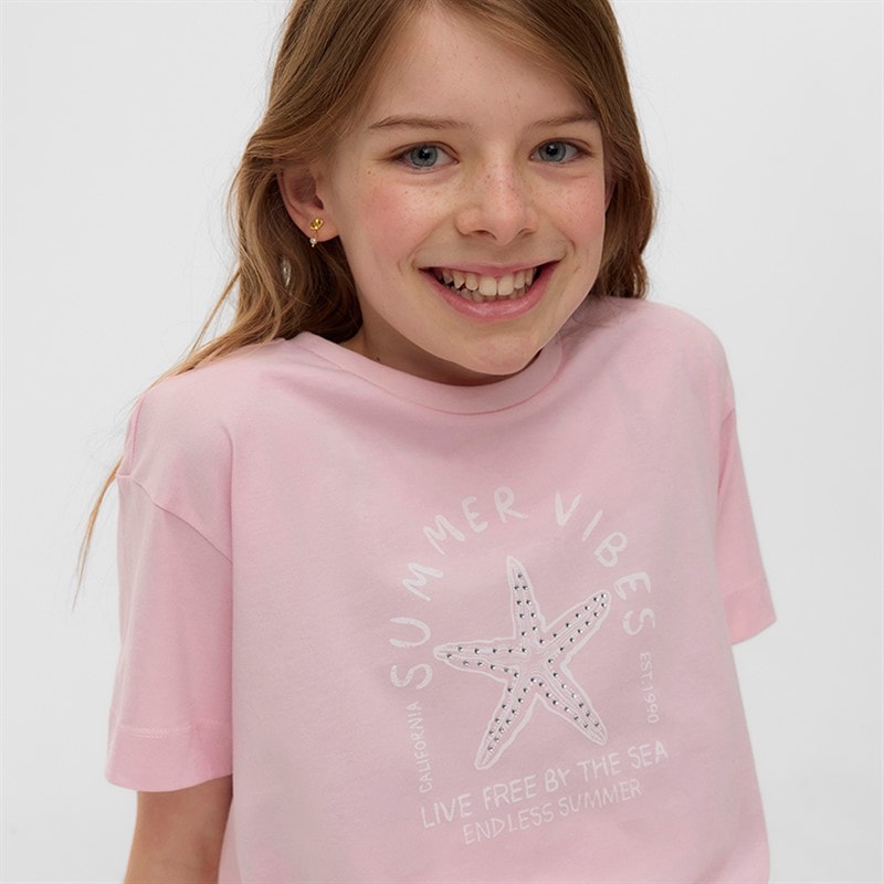 Vero Moda T-shirt Fille Palma Mette Rose-à-cache-cache