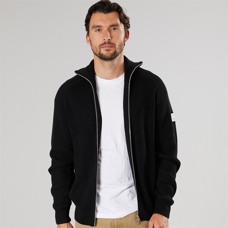 Resteröds Cardigan zippé en maille Homme Noir