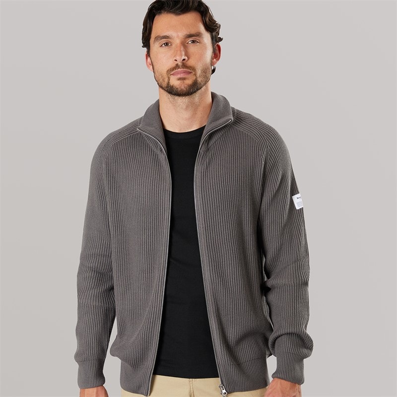 Resteröds Cardigan zippé en maille Homme Gris