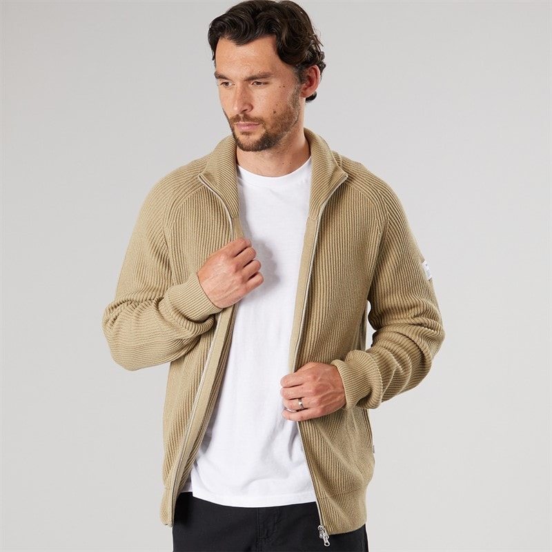 Resteröds Cardigan zippé en maille Homme Sand