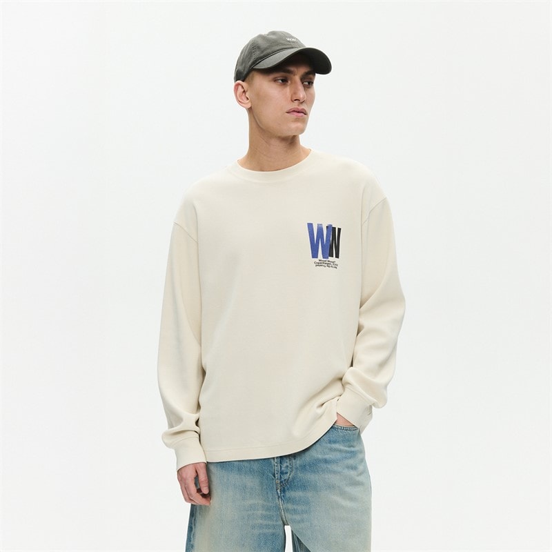 Wood Wood T-shirt Manches Longues Keisan Homme Bouleau argenté
