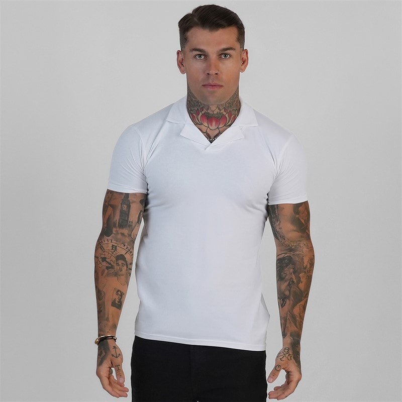 SikSilk Polo Homme revers Blanc