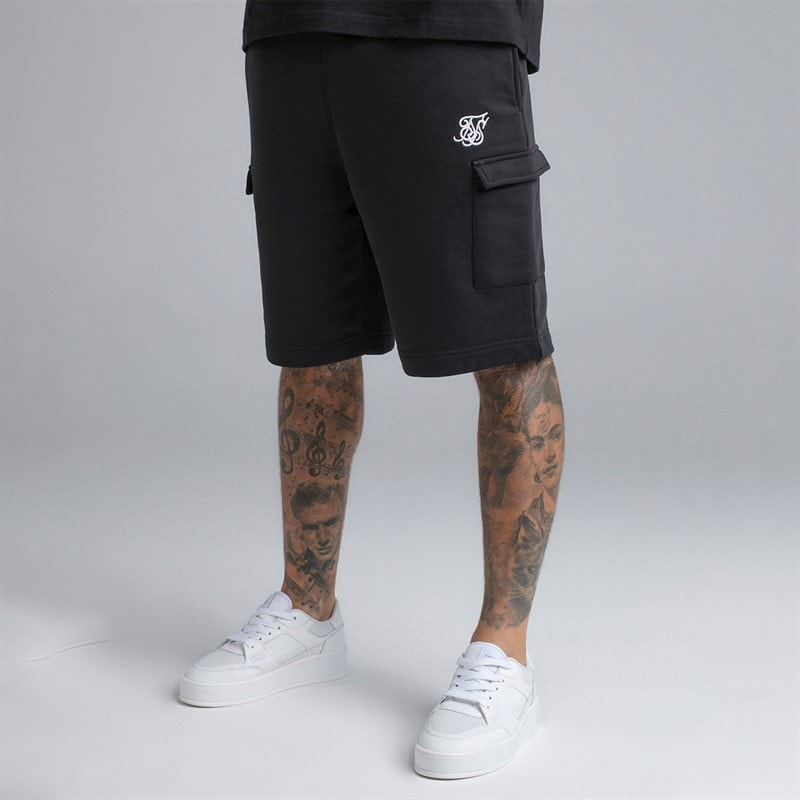 SikSilk Herren Essential Cargoshorts Schwarz