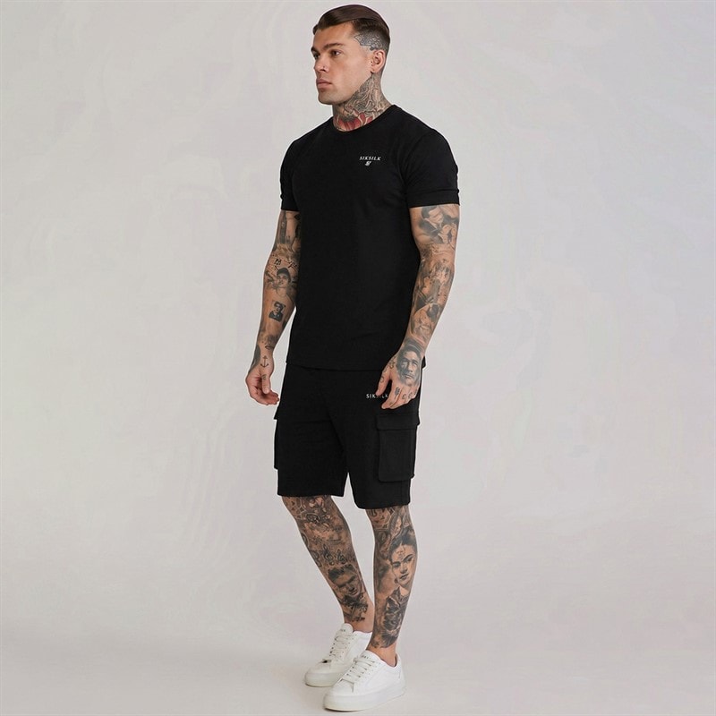 SikSilk T-shirt et short Homme Noir