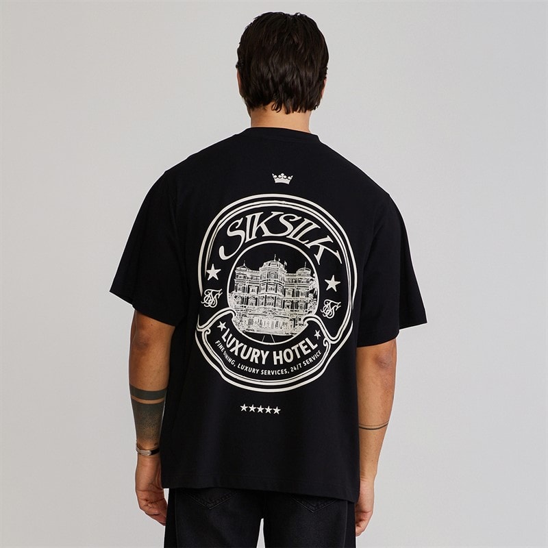SikSilk Heren Grafisch T-shirt Zwart