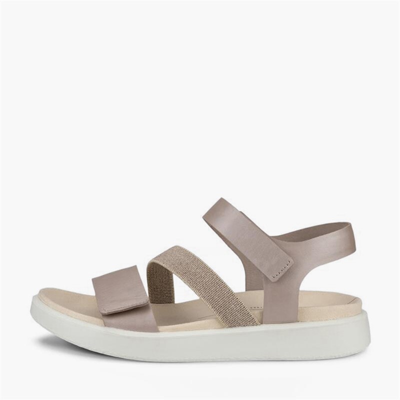 ECCO Sandales compensées Flowt nubuck Femme Grey Rose Metallic