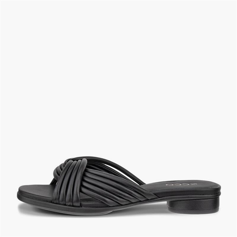 ECCO Sandales plates en cuir Alba sculpté à brides croisées Femme Noir