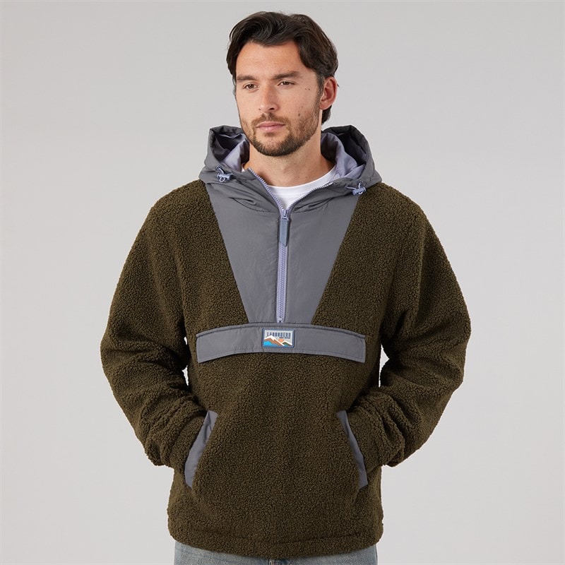 Lagooners Herren Hugo Borg 1/4 Zip Kapuzen Fleece Forest Charcoal Aubergine