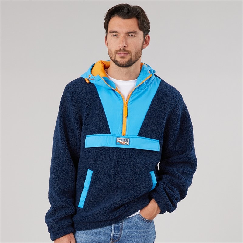 Lagooners Herren Hugo Borg 1/4 Reißverschluss Kapuzen Fleece Blau / Marine / Orange